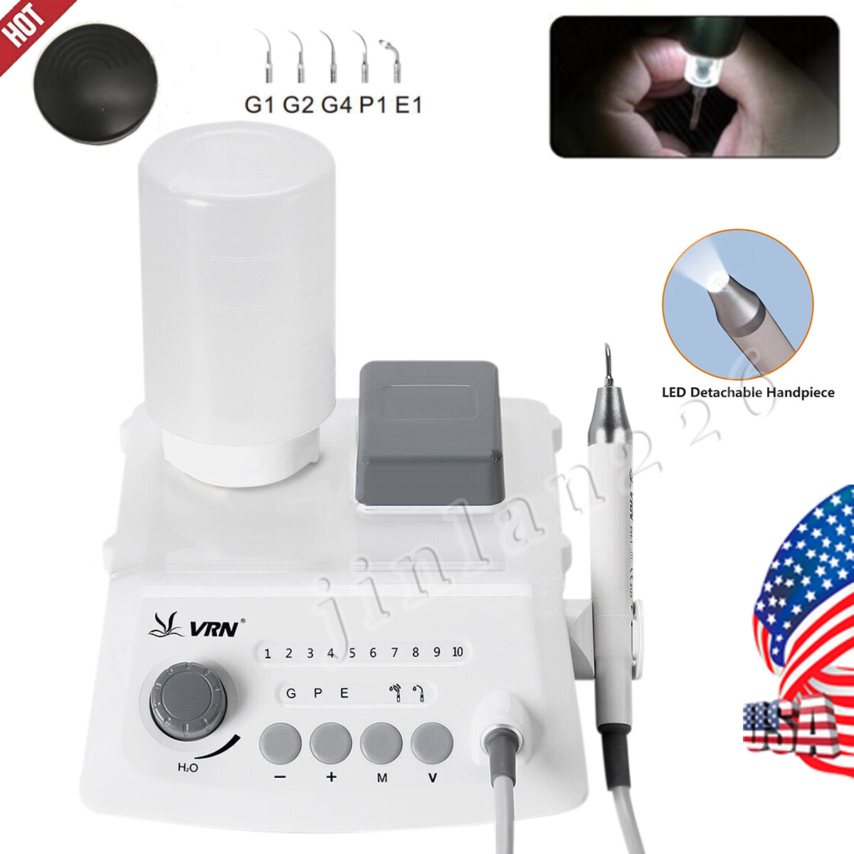 LED Dental Ultrasonic Piezo Scaler Handpiece Bottles Fit EMS Cavitron VRN-A8 US
