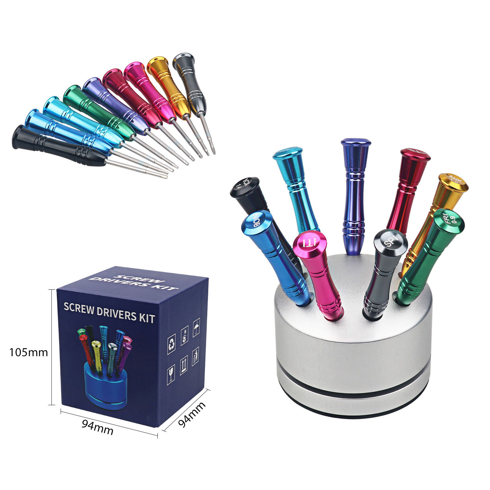 9pcs/Set Dental Implant Screw Driver Kit Micro Screwdriver Set with Silver Base
