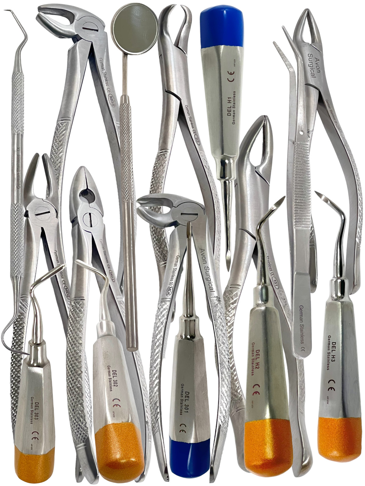 German 16 pcs Basic Dental Surgery Extraction Extracting Forceps Elevator Set